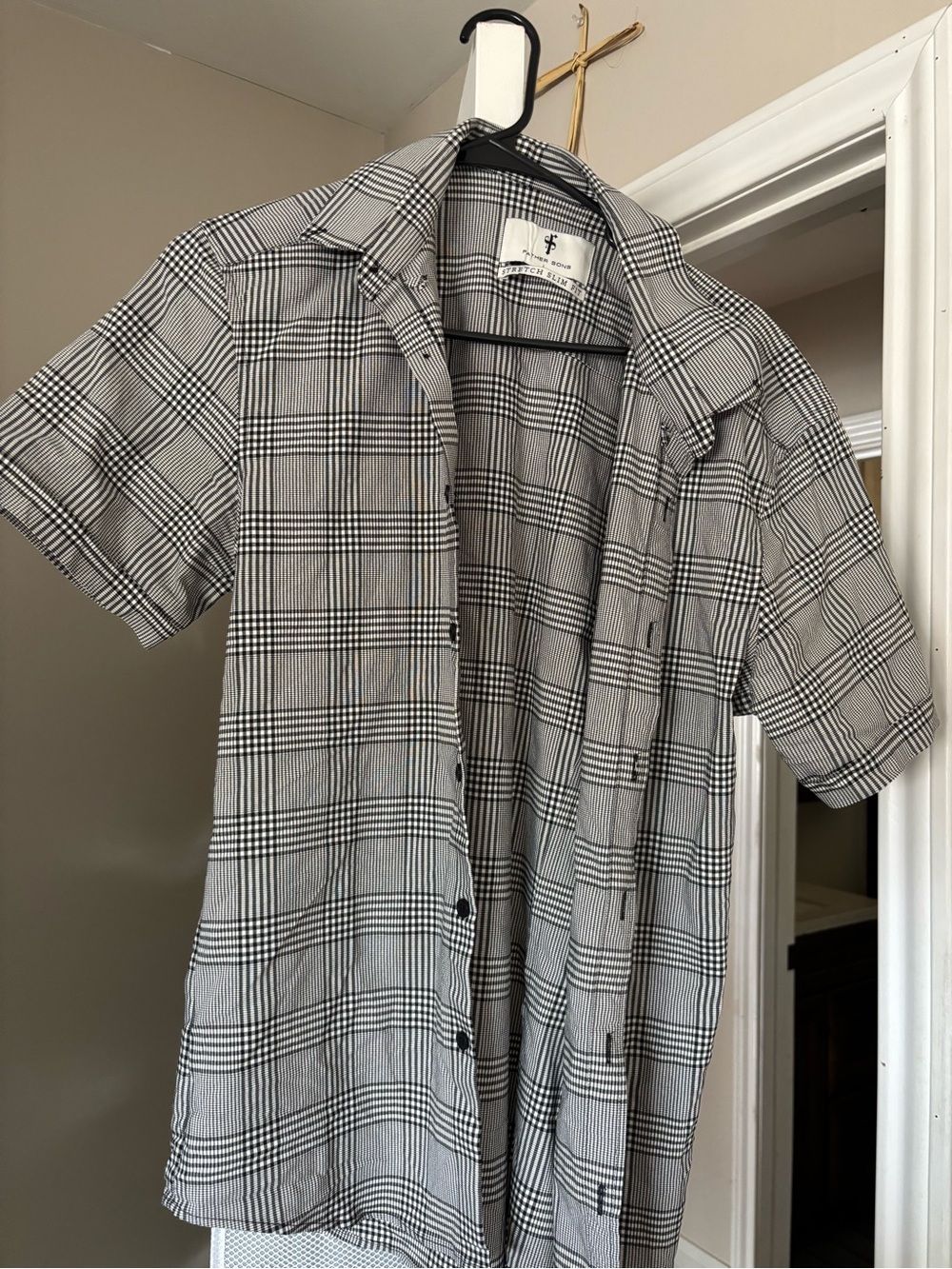 Father Sons Black & White Plaid Short-Sleeve Shirt